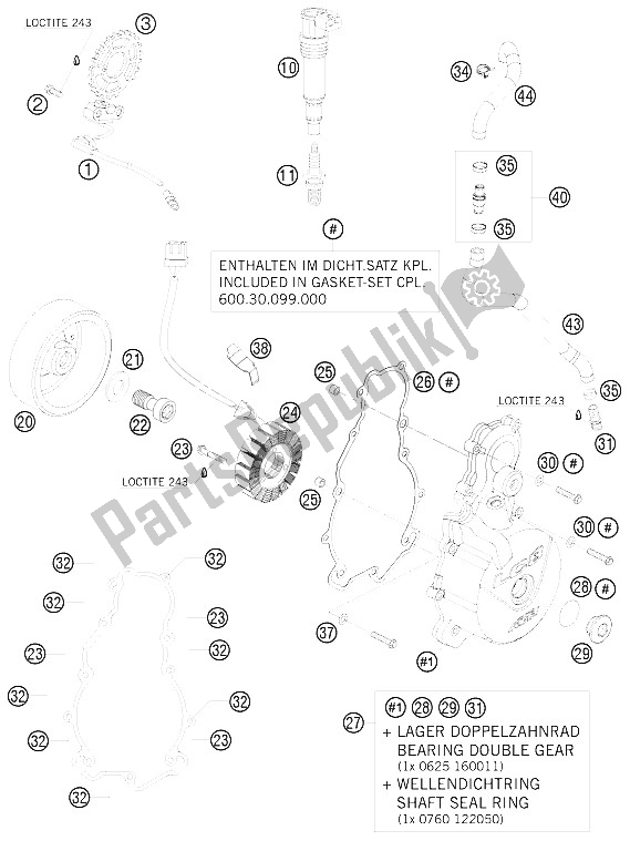 All parts for the Ignition System of the KTM 990 Supermoto T Silver Australia United Kingdom 2009