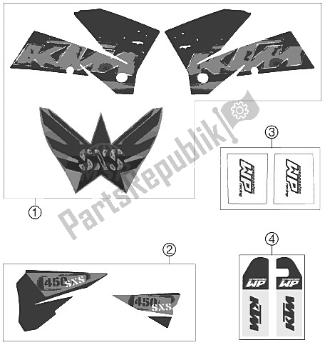 Wszystkie części do Kalkomania KTM 450 SXS Europe 2006