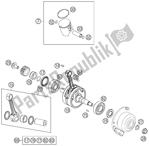 Toutes les pièces pour le Vilebrequin, Piston du KTM 85 SX 17 14 Europe 2015