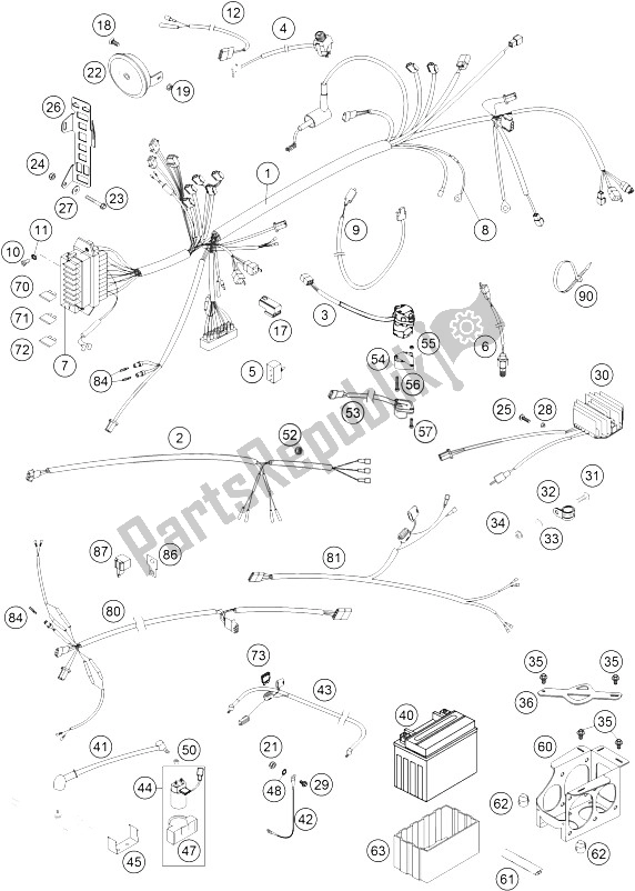 Tutte le parti per il Cablaggio Elettrico del KTM 660 Rallye Factory Repl Europe 2005