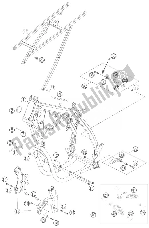 Todas as partes de Quadro, Subquadro do KTM 450 XC W South Africa 2007