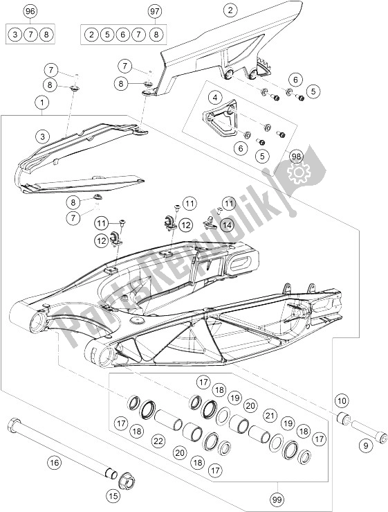 All parts for the Swing Arm of the KTM 1050 Adventure ABS Europe 2015