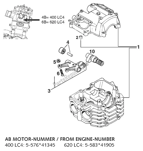 Toutes les pièces pour le Pièces Neuves Culasse 350-620 / du KTM 620 EGS WP 37 KW 20 LT Viol 95 Europe 1995