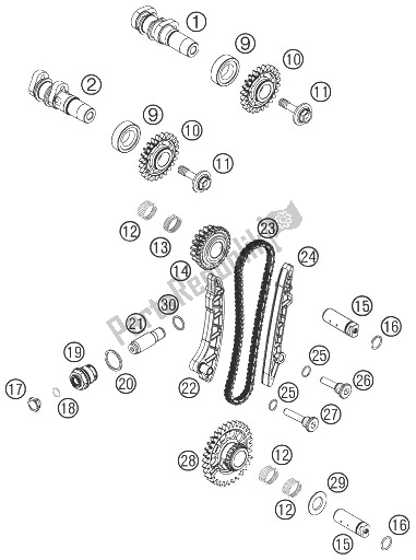 All parts for the Timing Drive of the KTM 450 SMR Europe 2010