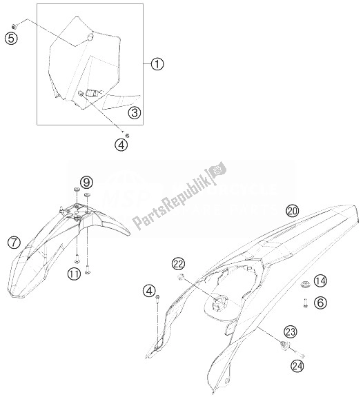 Tutte le parti per il Maschera, Parafanghi del KTM 450 SMR Europe 2014