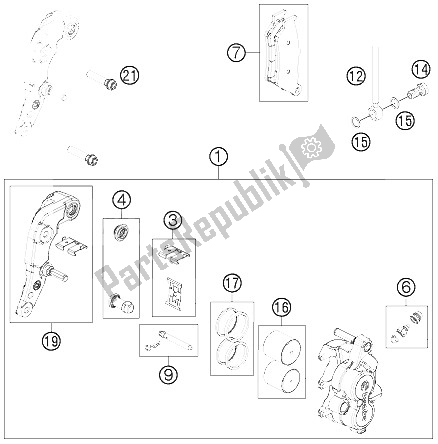 All parts for the Brake Caliper Front of the KTM 690 Enduro R Europe 2011