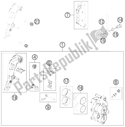 Toutes les pièces pour le étrier De Frein Avant du KTM 690 Enduro R USA 2011