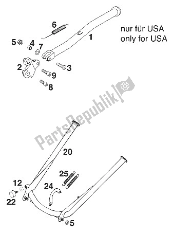 Tutte le parti per il Stand Principale - Stand Side Sc '9 del KTM 400 Super Comp WP Europe 1997