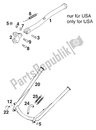 All parts for the Stand Main - Stand Side Sc '9 of the KTM 620 SUP Comp WP Europe 1997