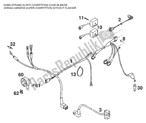 All parts for the Wire Harness Without Turn Signals Sc '97 of the KTM 400 SXC WP Europe 1997