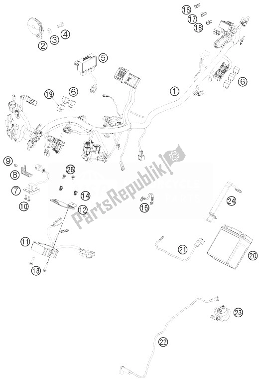 Tutte le parti per il Cablaggio Elettrico del KTM 200 Duke Orange W O ABS B D 13 Europe 2013