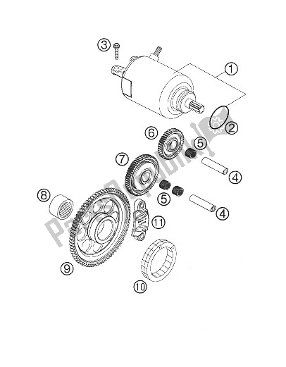 Wszystkie części do Rozrusznik Elektryczny KTM 250 EXC F Europe 2008