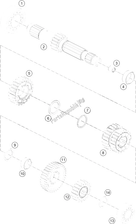 All parts for the Transmission I - Main Shaft of the KTM 1290 Super Adventure WH ABS 15 Australia 2015