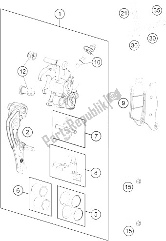 All parts for the Brake Caliper Front of the KTM 250 XCF W USA 2016