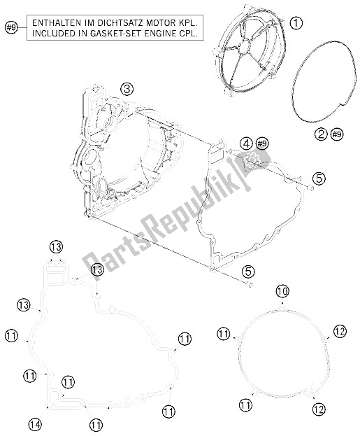 All parts for the Clutch Cover of the KTM 1190 RC8 R Black France 2011