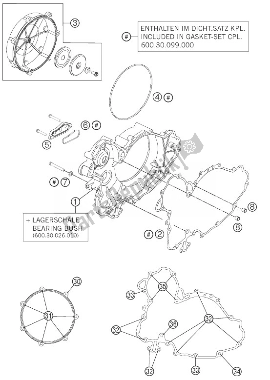 All parts for the Clutch Cover of the KTM 990 Supermoto R ABS Europe 2013