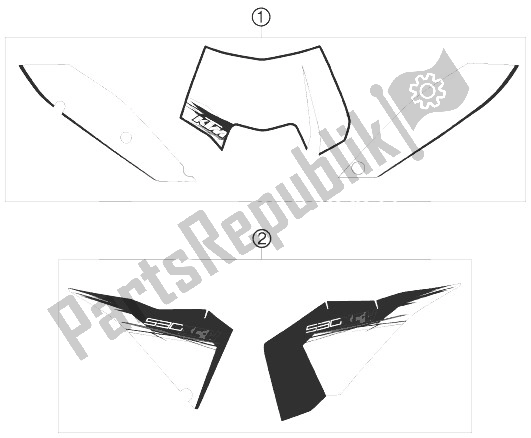 Todas as partes de Decalque do KTM 530 XC W South Africa 2010