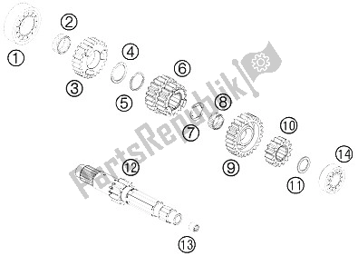 All parts for the Transmission I - Main Shaft of the KTM 990 Super Duke Black Europe 2011