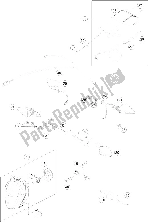 All parts for the Lighting System of the KTM 690 Enduro R ABS USA 2016
