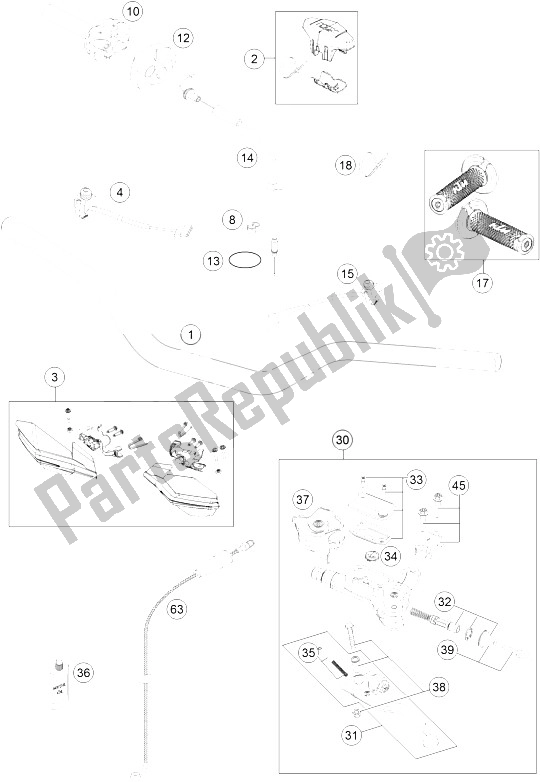 All parts for the Handlebar, Controls of the KTM 300 XC W SIX Days USA 2016