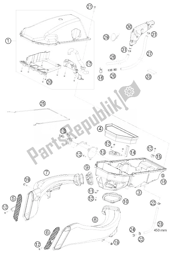 All parts for the Air Filter of the KTM 1190 RC8 R Australia 2010