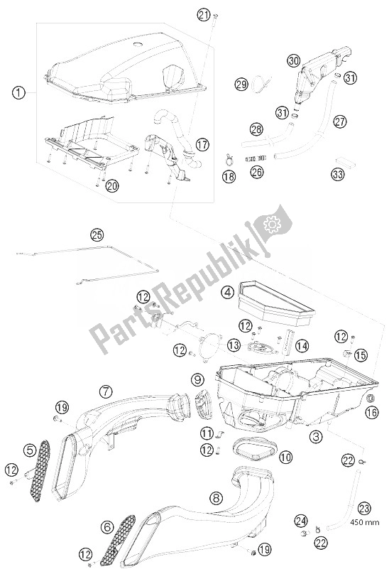 Tutte le parti per il Filtro Dell'aria del KTM 1190 RC8 R USA 2010