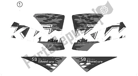 All parts for the Decal of the KTM 50 Mini Adventure Europe 2008