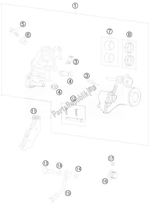 All parts for the Brake Caliper Rear of the KTM 990 Adventure R USA 2010