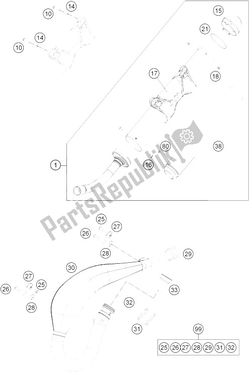 All parts for the Exhaust System of the KTM 250 EXC Europe 2015