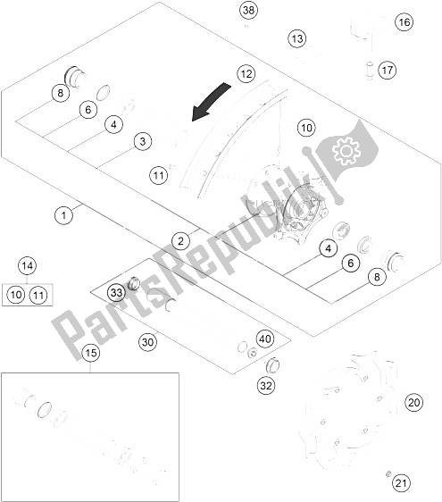 Toutes les pièces pour le Roue Avant du KTM 250 XC Europe USA 2016