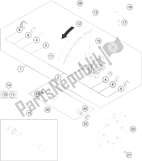 All parts for the Front Wheel of the KTM 250 XC F USA 2015