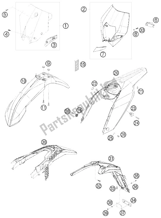 Toutes les pièces pour le Masque, Ailes du KTM 200 EXC Australia 2008