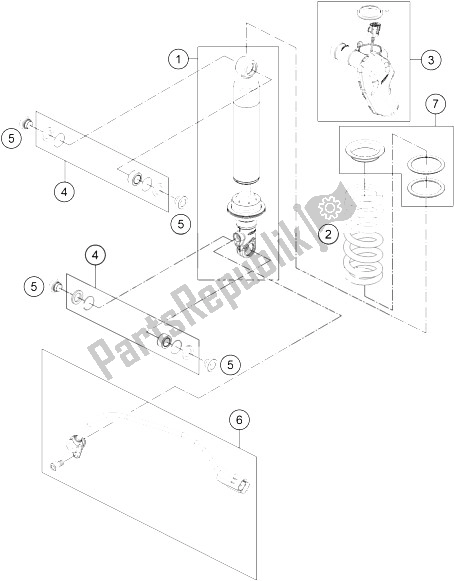 Tutte le parti per il Ammortizzatore Smontato del KTM 1190 Adventure ABS Grey Australia 2015