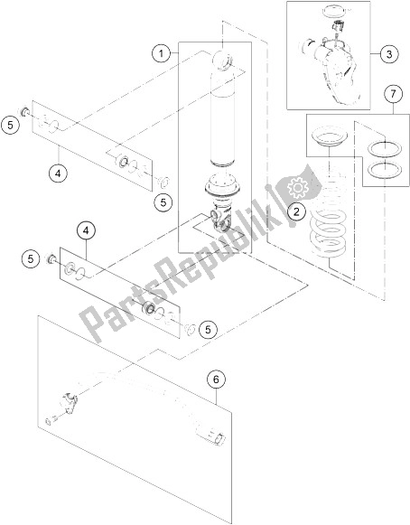 Tutte le parti per il Ammortizzatore Smontato del KTM 1190 Adventure ABS Grey Europe 2016