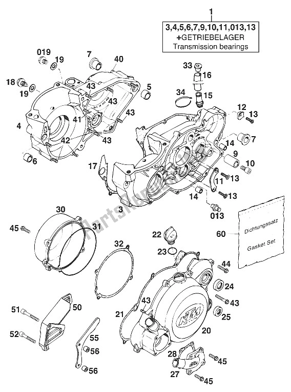 All parts for the Crankcase 550 '96 of the KTM 550 MXC M ö USA 1996