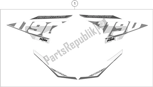 All parts for the Decal of the KTM 1190 Adventure ABS Orange Australia 2015