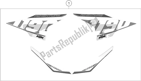 All parts for the Decal of the KTM 1190 Adventure ABS Orange China 2015