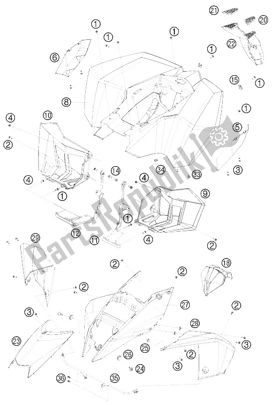 All parts for the Mask, Fenders of the KTM 525 XC ATV Europe 2011