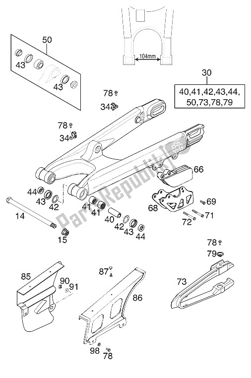 All parts for the Schwingarm 125 Exe 2000 of the KTM 125 EXE 80 Europe 2000