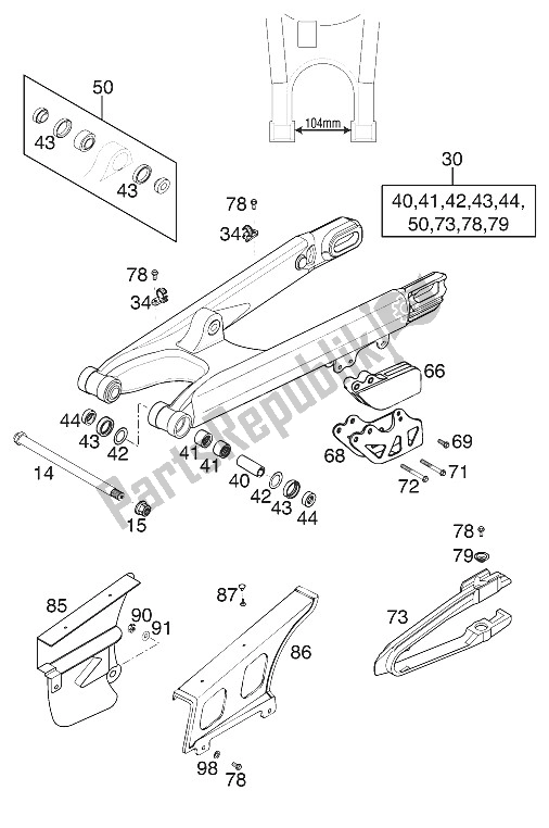 Tutte le parti per il Schwingarm 125 Exe 2000 del KTM 125 Supermoto 100 Europe 2000