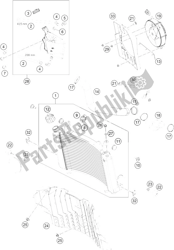All parts for the Cooling System of the KTM 690 Enduro R ABS Australia 2016