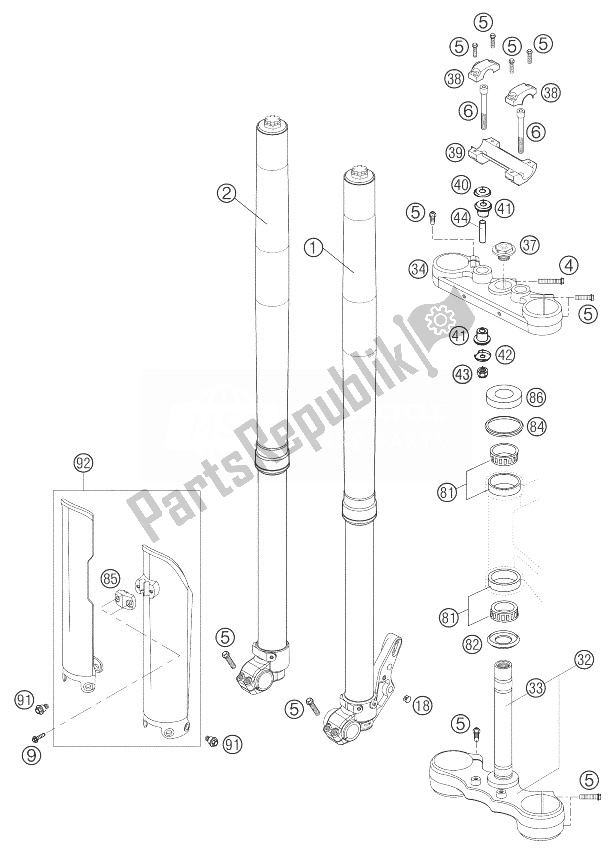 Tutte le parti per il Stelo Forcella Usp 48 640 Lc4 Sm del KTM 660 SMC United Kingdom 2003