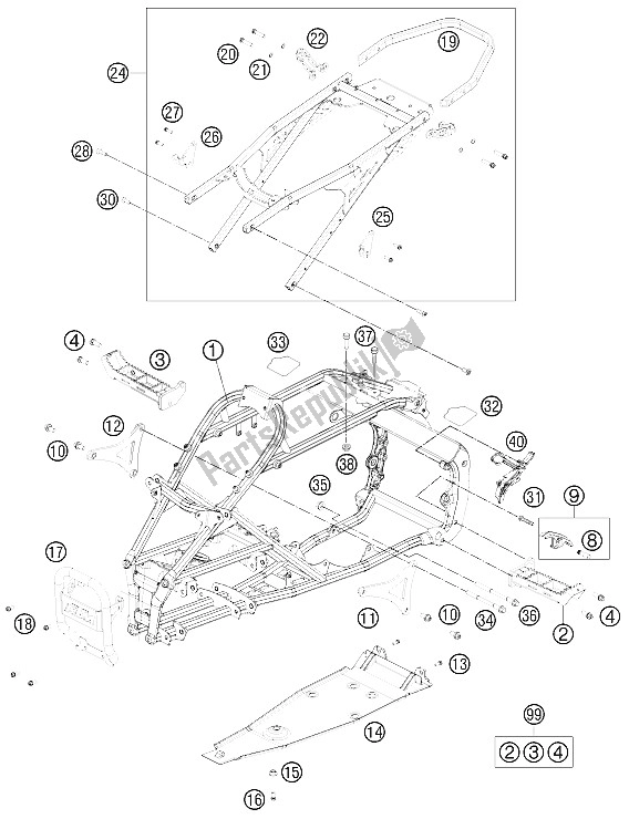 Todas las partes para Marco de KTM 505 SX ATV Europe 2012