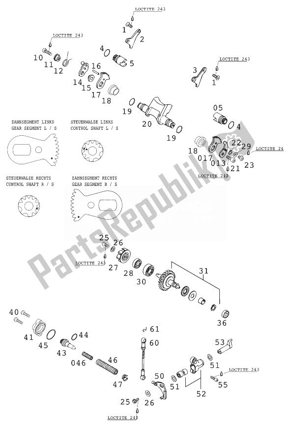 Tutte le parti per il Valvola Di Scarico 250/300/380 '9 del KTM 250 MXC USA 1999