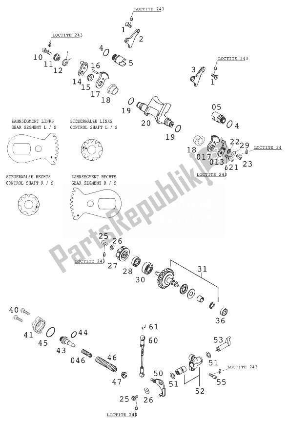 Toutes les pièces pour le Soupape D'échappement 250/300/380 '9 du KTM 300 MXC 12 LT 99 USA 1999