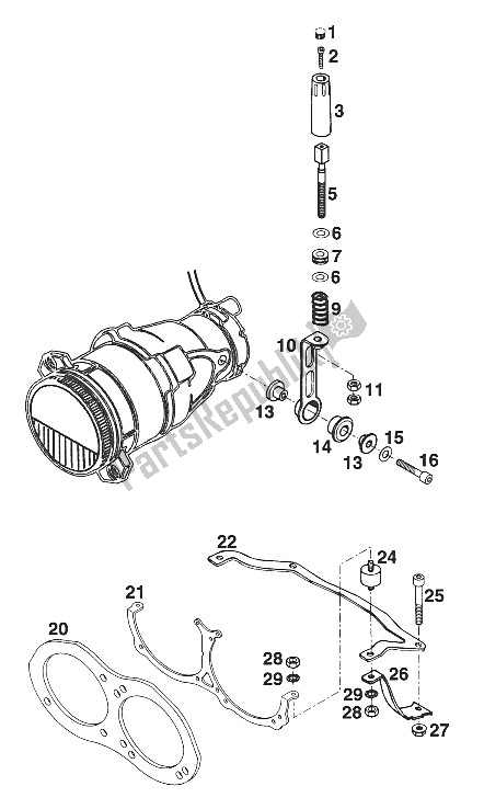 All parts for the Head Light - Supportbracket Ver. Duke'94 of the KTM 620 Duke 37 KW 94 Europe 1994