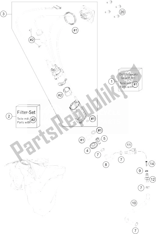 All parts for the Fuel Pump of the KTM 250 XC F USA 2014