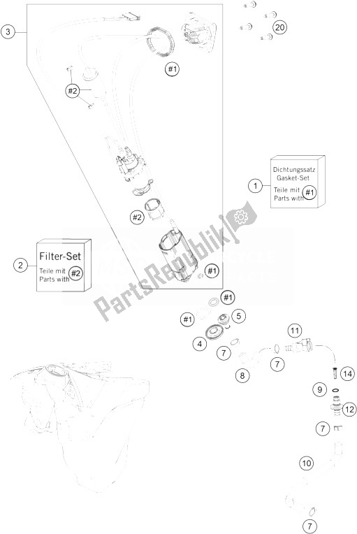 All parts for the Fuel Pump of the KTM 350 XC F USA 2014
