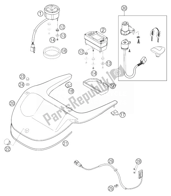 All parts for the Multifunc. Speedometer 640 Lc4 of the KTM 640 Adventure R Australia United Kingdom 2004