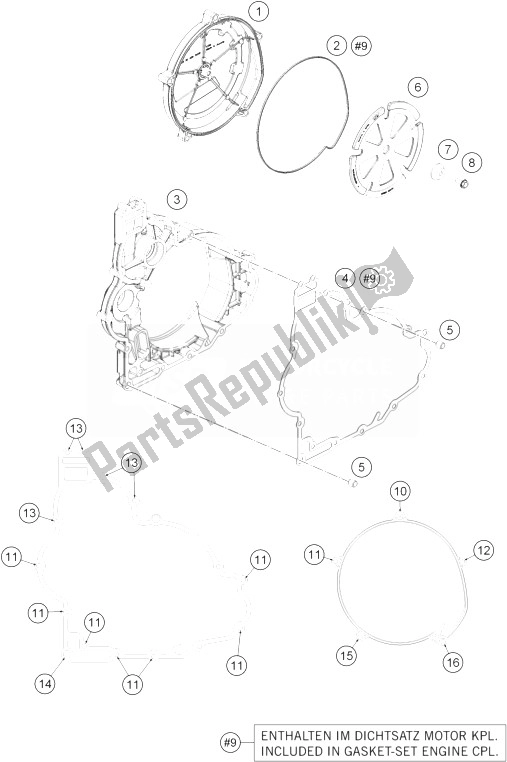 All parts for the Clutch Cover of the KTM 1190 ADV ABS Orange WES Europe 2014